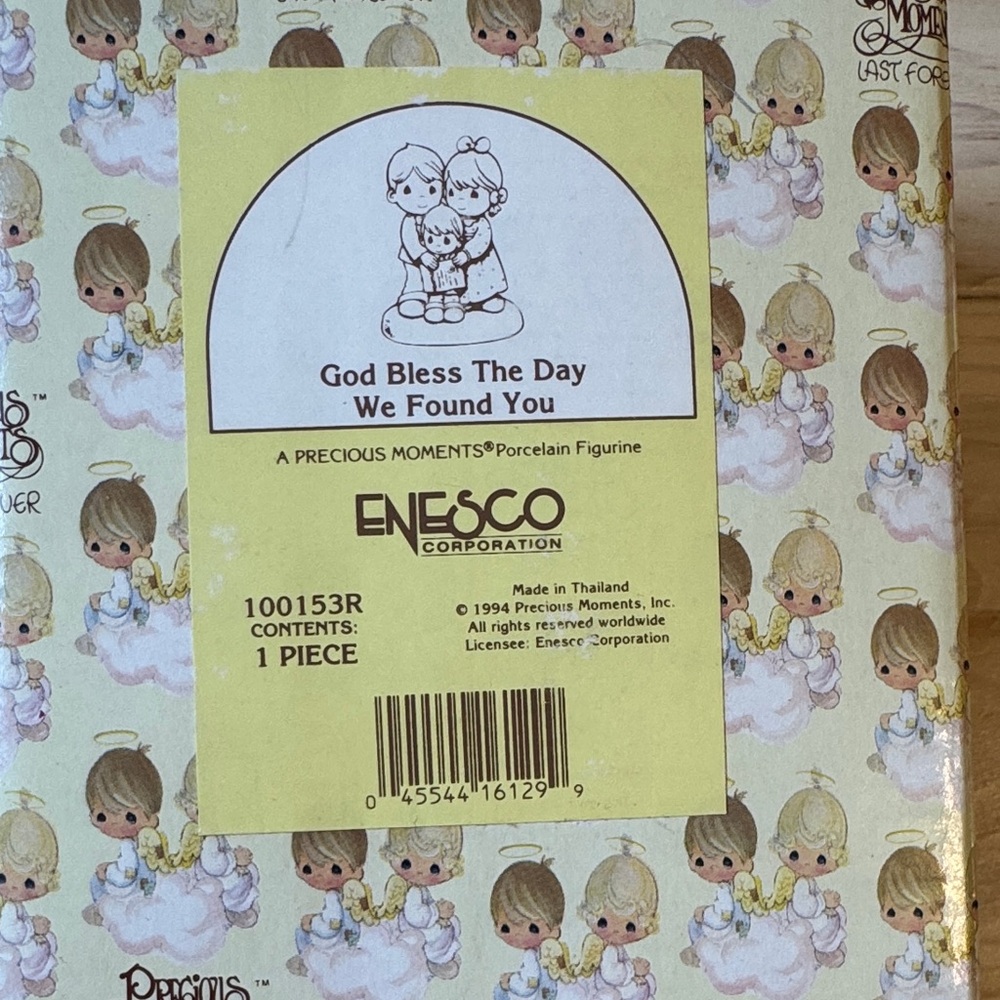 Precious Moments Porcelain Figurine “God Bless The Day We Found You”